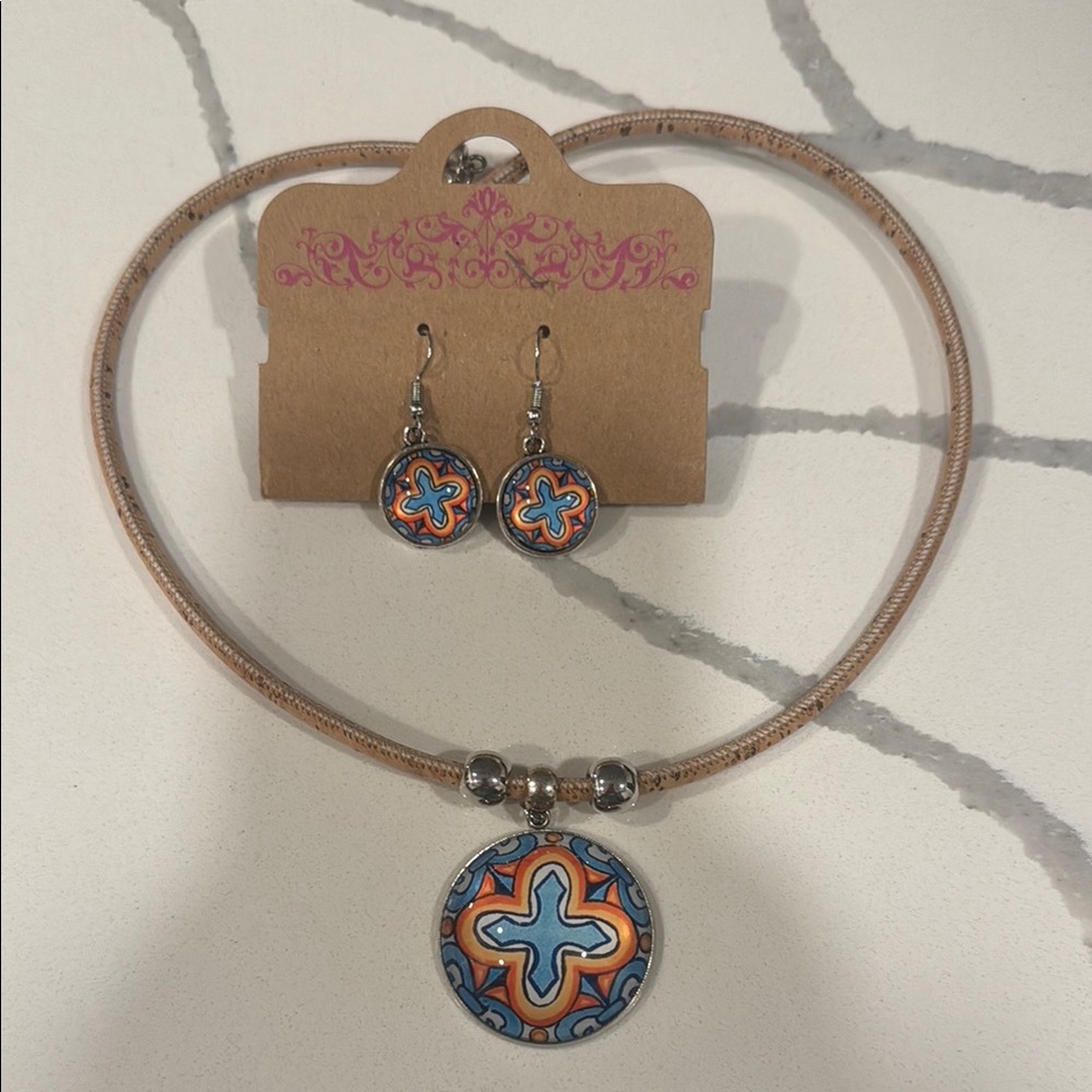 Colorful Pendant and Earring Set